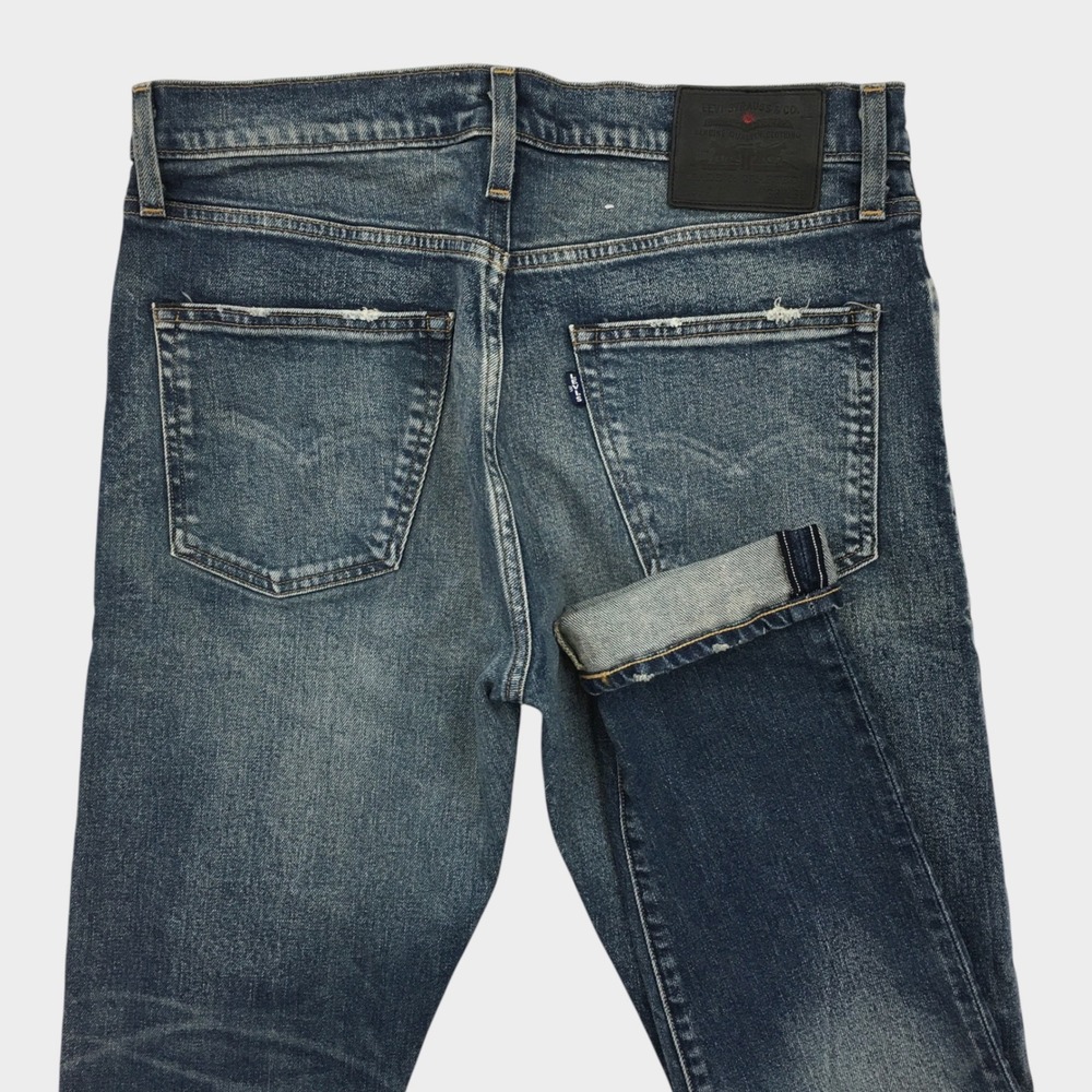 Levis Made & Crafted 512 Slim Taper Jeans Mens 33x32 Blue Selvedge Distressed